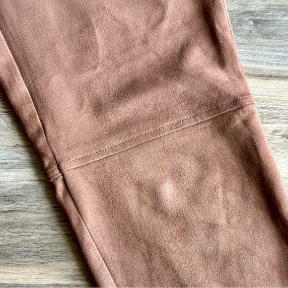 Marina Luna Faux Suede Stretch Chocolate Brown Pull On Leggings – Size 6 - Picture 6 of 9